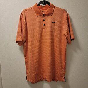 Nike Dri-Fit Tour Orange Striped Golf Polo Shirt Size Medium FZ7479-809